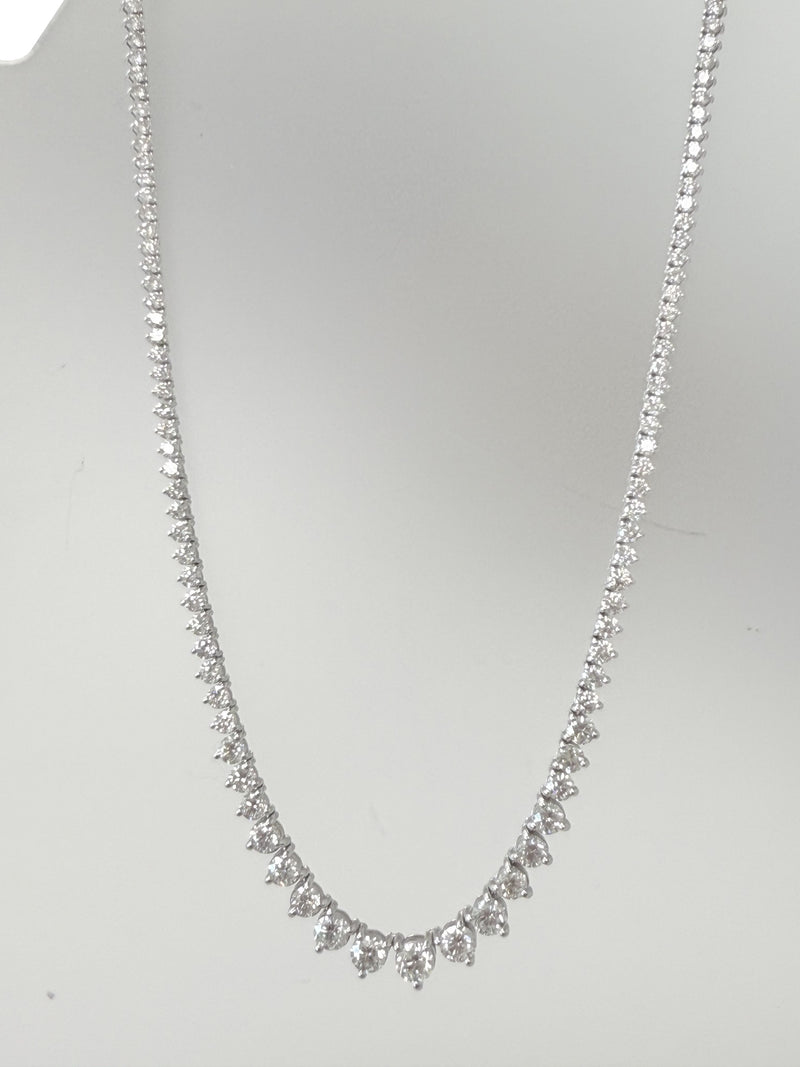 19.57ct Natural Diamond Graduated Tennis Necklace in 14K White Gold
