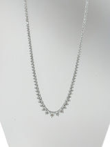 19.57ct Natural Diamond Graduated Tennis Necklace in 14K White Gold