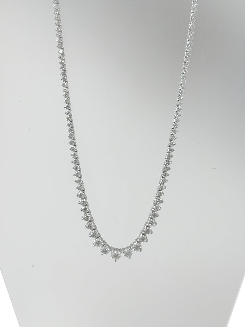 19.57ct Natural Diamond Graduated Tennis Necklace in 14K White Gold