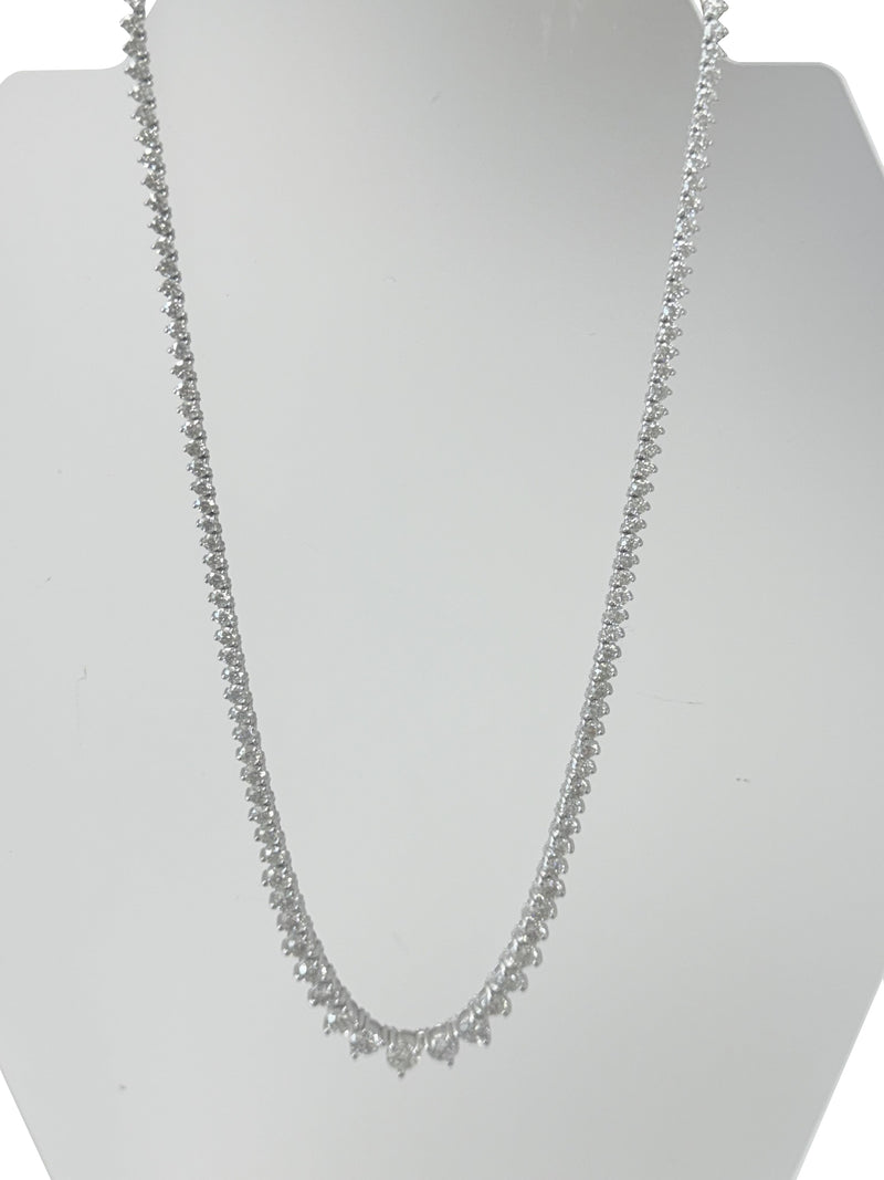 19.57ct Natural Diamond Graduated Tennis Necklace in 14K White Gold