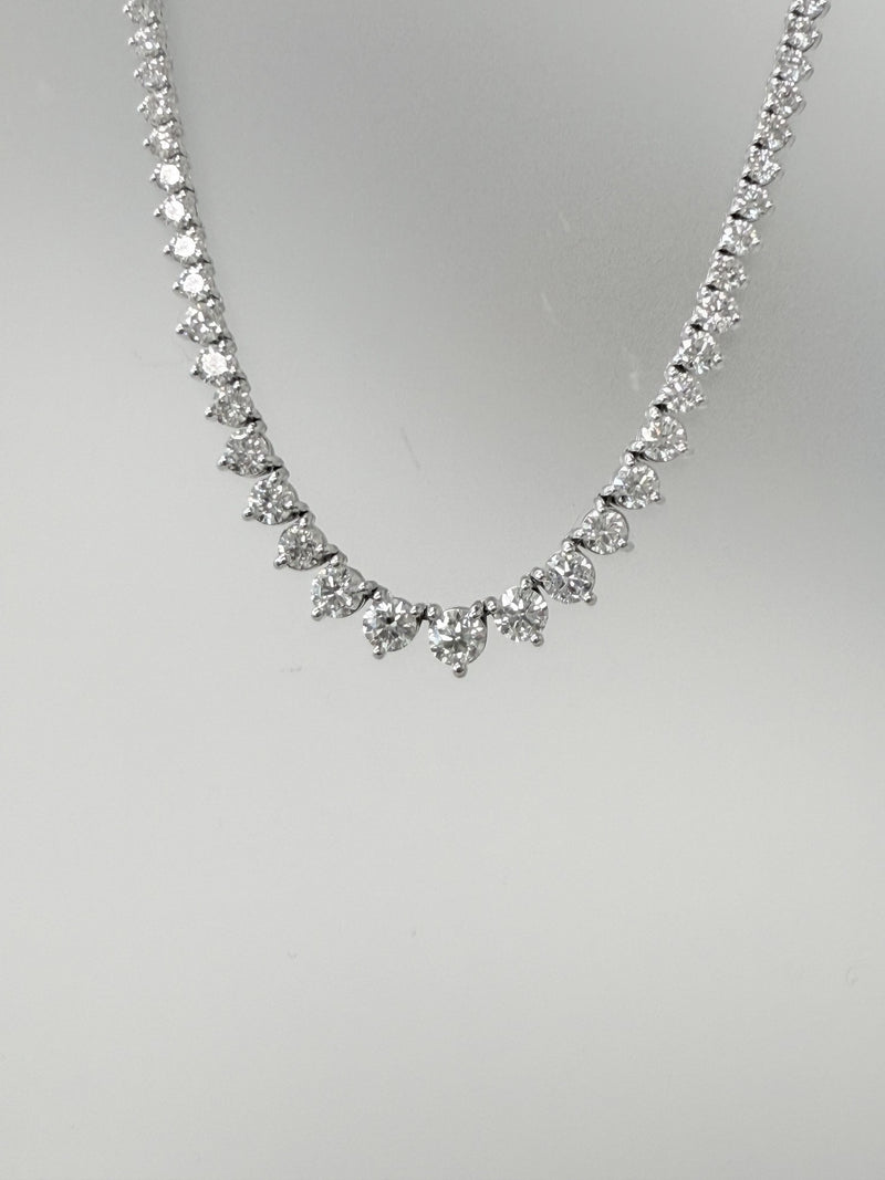 19.57ct Natural Diamond Graduated Tennis Necklace in 14K White Gold
