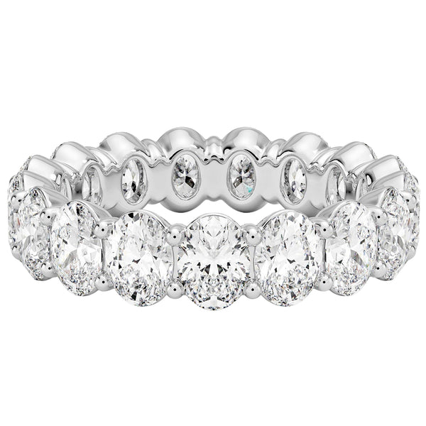 4.63ct Natural 18 Oval Diamond Eternity Band Ring 18K White Gold VS2 Clarity