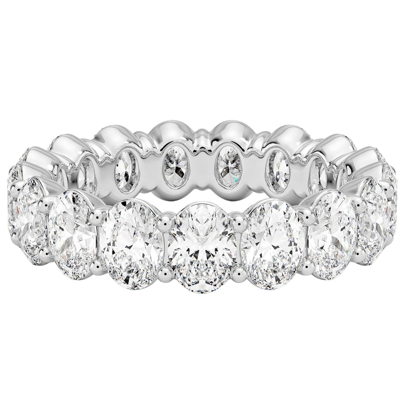 4.63ct Natural 18 Oval Diamond Eternity Band Ring 18K White Gold VS2 Clarity