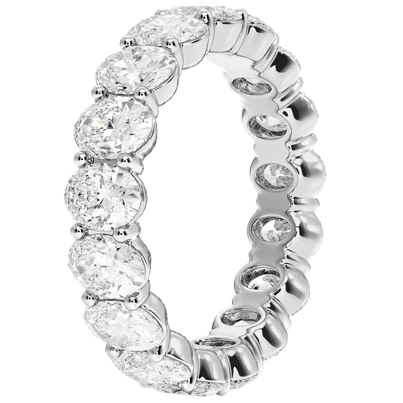 4.63ct Natural 18 Oval Diamond Eternity Band Ring 18K White Gold VS2 Clarity