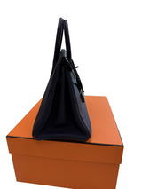 Hermes Birkin 25 Handbag Blue Togo Leather Handbag with Palladium Hardware