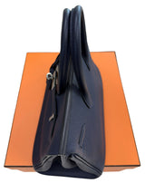 Hermes Birkin 25 Handbag Blue Togo Leather Handbag with Palladium Hardware