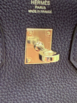 Hermes Birkin 25 Handbag Blue Togo Leather Handbag with Palladium Hardware