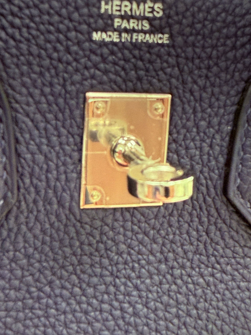 Hermes Birkin 25 Handbag Blue Togo Leather Handbag with Palladium Hardware