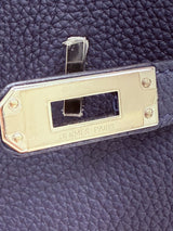 Hermes Birkin 25 Handbag Blue Togo Leather Handbag with Palladium Hardware