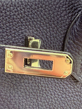 Hermes Birkin 25 Handbag Blue Togo Leather Handbag with Palladium Hardware