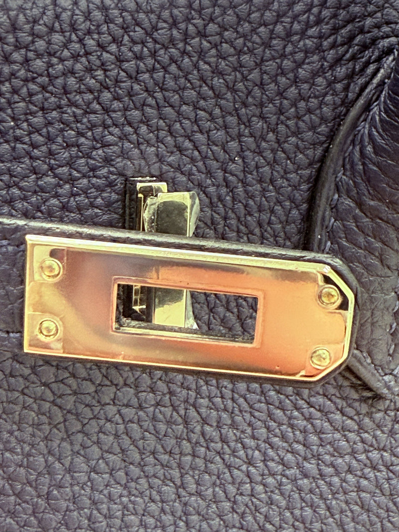 Hermes Birkin 25 Handbag Blue Togo Leather Handbag with Palladium Hardware