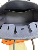 Hermes Birkin 25 Handbag Blue Togo Leather Handbag with Palladium Hardware