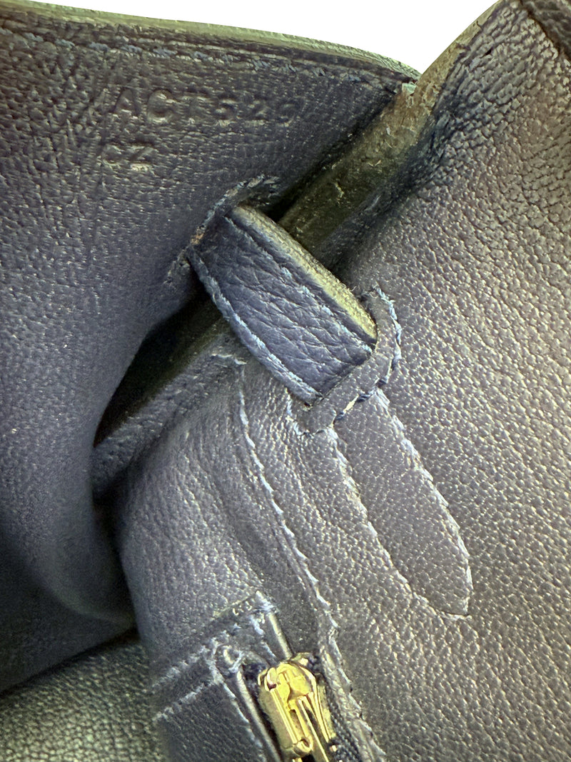 Hermes Birkin 25 Handbag Blue Togo Leather Handbag with Palladium Hardware