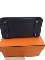 Hermes Birkin 25 Handbag Blue Togo Leather Handbag with Palladium Hardware