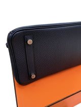 Hermes Birkin 25 Handbag Blue Togo Leather Handbag with Palladium Hardware