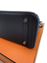 Hermes Birkin 25 Handbag Blue Togo Leather Handbag with Palladium Hardware