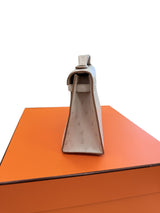 Hermes Kelly Pochette Gris Perle Ostrich With Palladium Hardware Handbag