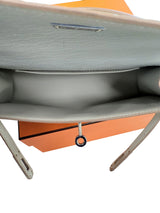 Hermes Kelly Pochette Gris Perle Ostrich With Palladium Hardware Handbag