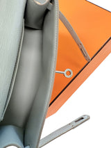 Hermes Kelly Pochette Gris Perle Ostrich With Palladium Hardware Handbag