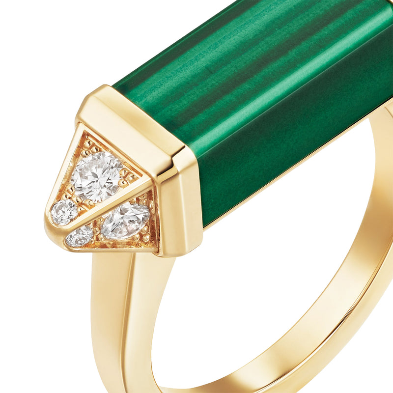 Cartier Les Berlingots De Cartier Malachite 0.33ct Semi-Paved Ring Yellow Gold