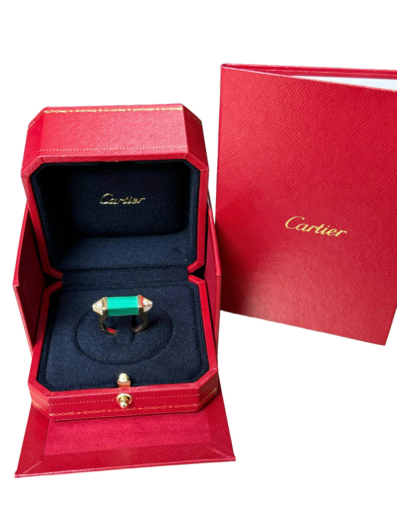 Cartier Les Berlingots De Cartier Malachite 0.33ct Semi-Paved Ring Yellow Gold