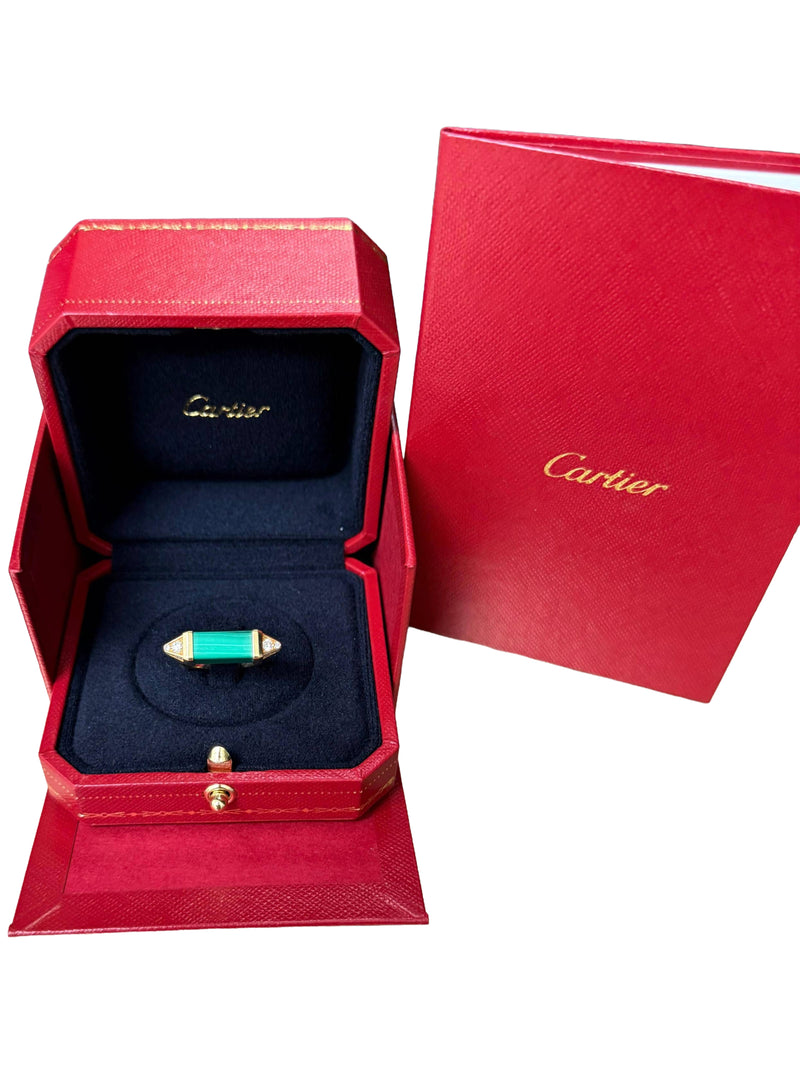 Cartier Les Berlingots De Cartier Malachite 0.33ct Semi-Paved Ring Yellow Gold