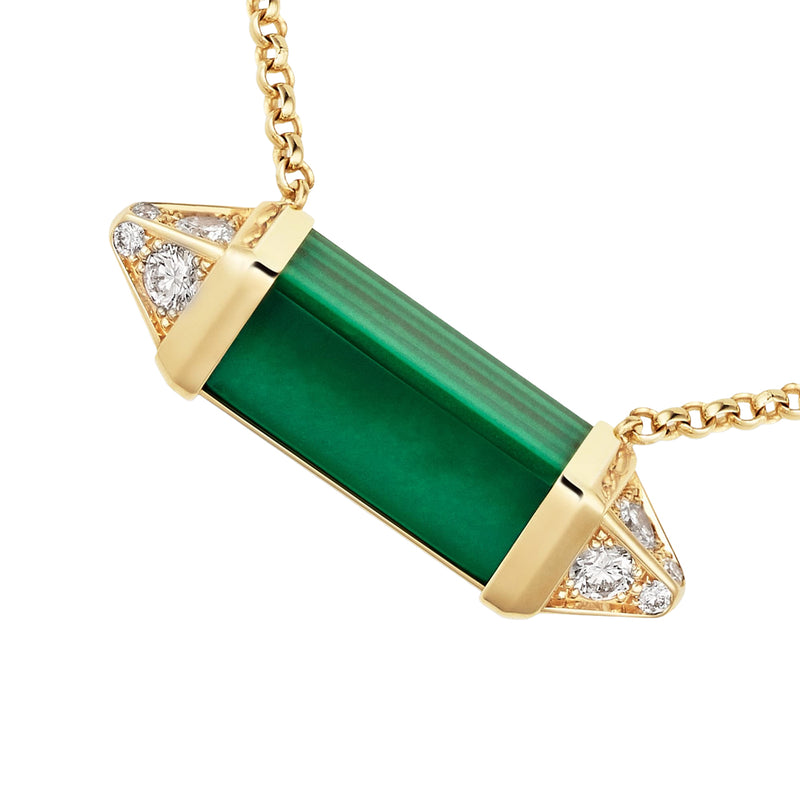Cartier Les Berlingots De Cartier Malachite Diamond Necklace Medium Model Gold