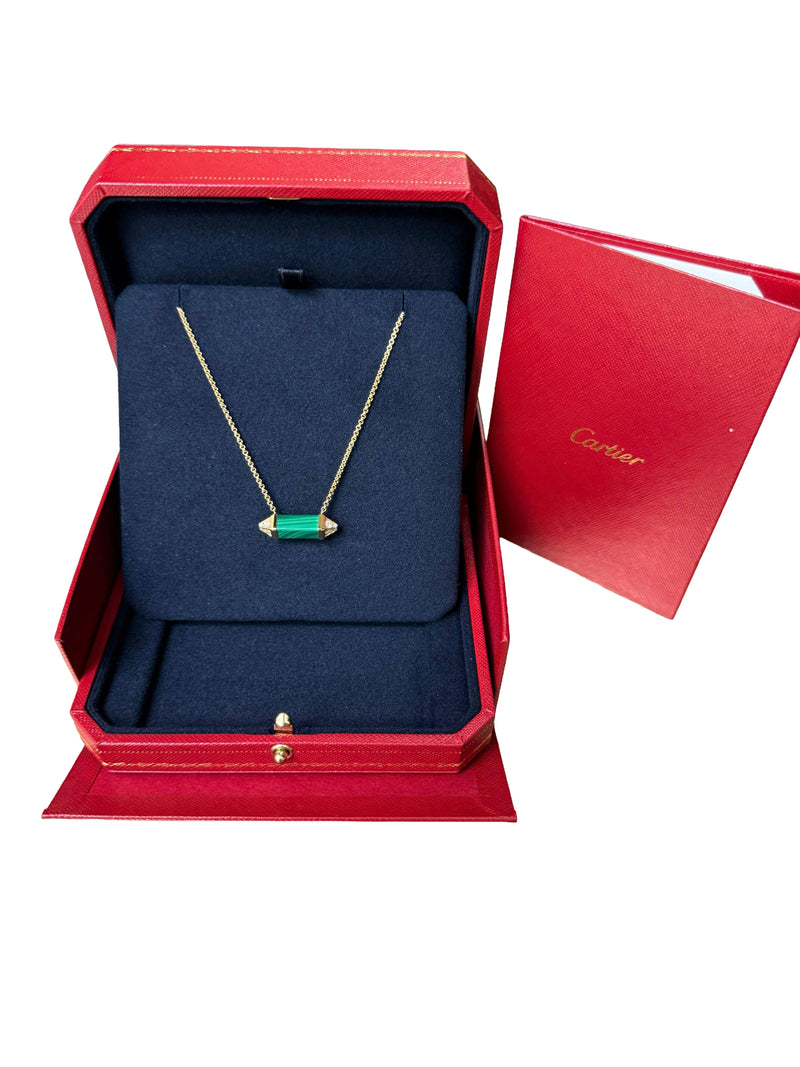 Cartier Les Berlingots De Cartier Malachite Diamond Necklace Medium Model Gold