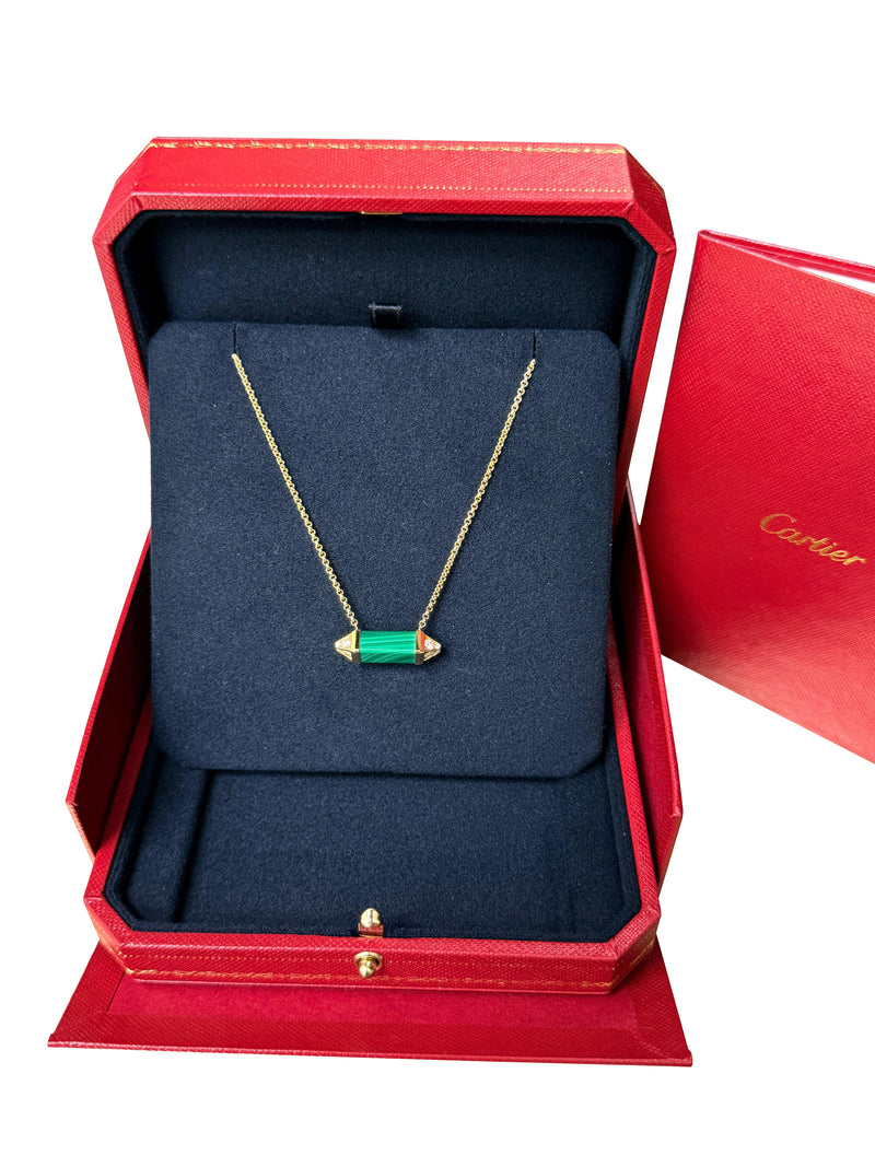 Cartier Les Berlingots De Cartier Malachite Diamond Necklace Medium Model Gold