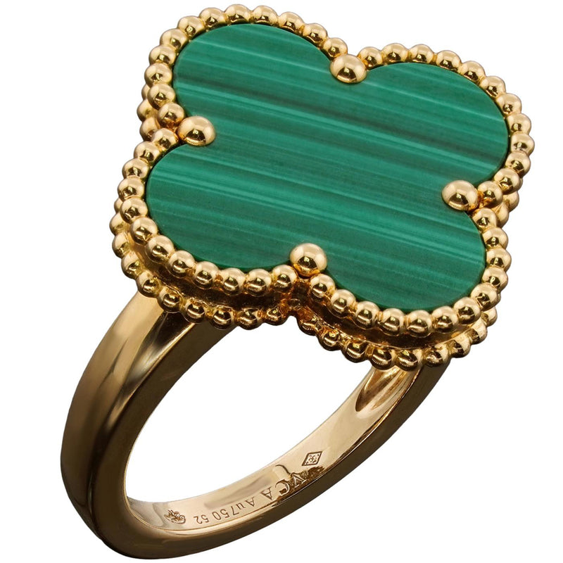 Van Cleef & Arpels Magic Alhambra Green Malachite 18K Yellow Gold Ring