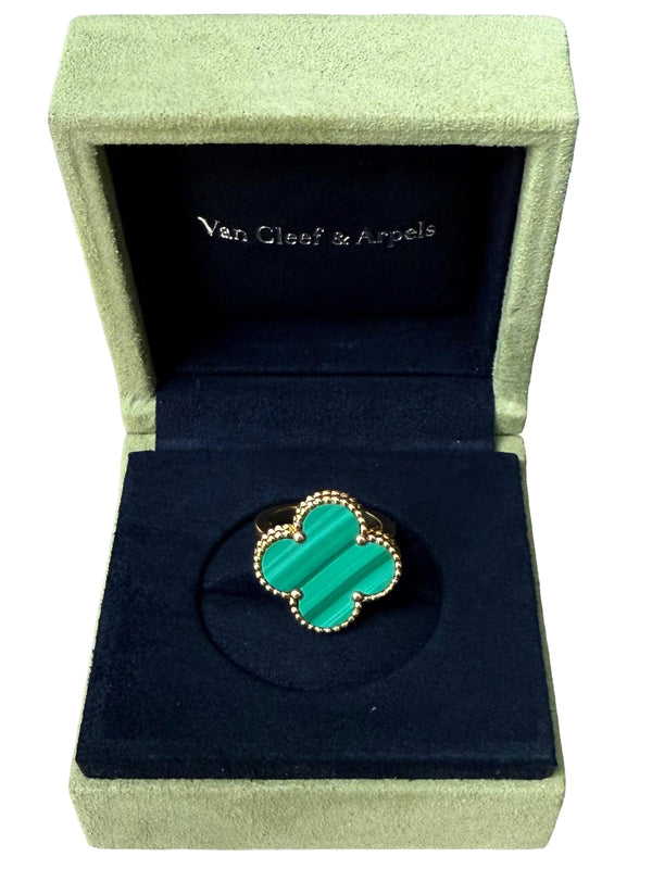 Van Cleef & Arpels Magic Alhambra Green Malachite 18K Yellow Gold Ring