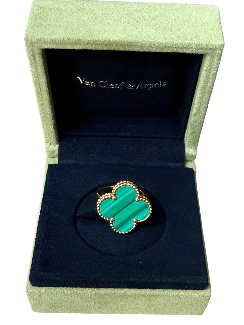 Van Cleef & Arpels Magic Alhambra Green Malachite 18K Yellow Gold Ring