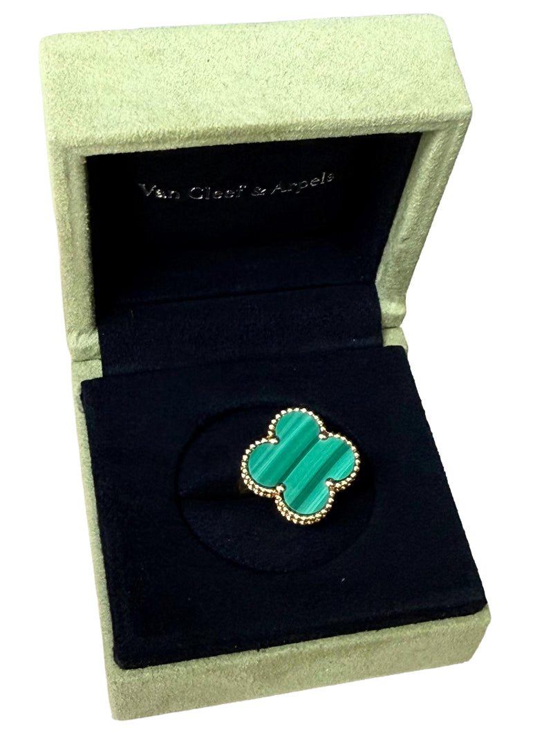 Van Cleef & Arpels Magic Alhambra Green Malachite 18K Yellow Gold Ring