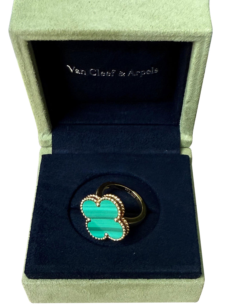 Van Cleef & Arpels Magic Alhambra Green Malachite 18K Yellow Gold Ring