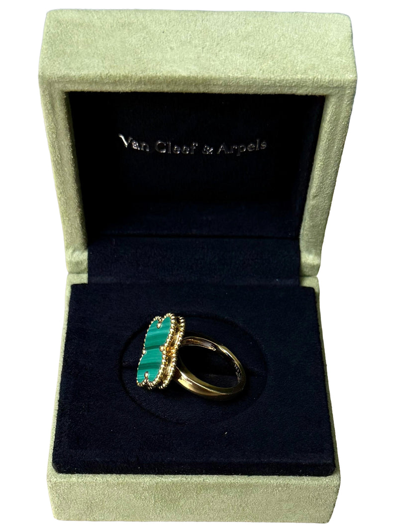 Van Cleef & Arpels Magic Alhambra Green Malachite 18K Yellow Gold Ring