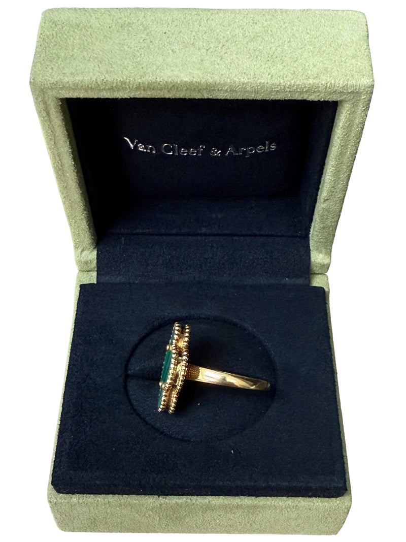 Van Cleef & Arpels Magic Alhambra Green Malachite 18K Yellow Gold Ring