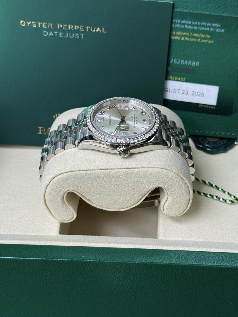 Rolex Datejust 36mm Silver Diamond Dial Bezel Steel Gold Jubilee Watch 126284RBR