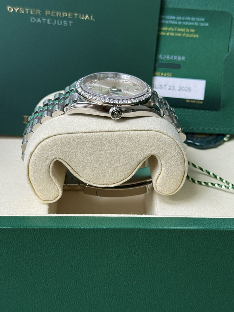 Rolex Datejust 36mm Silver Diamond Dial Bezel Steel Gold Jubilee Watch 126284RBR