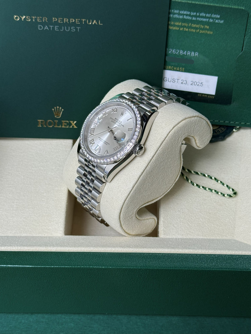 Rolex Datejust 36mm Silver Diamond Dial Bezel Steel Gold Jubilee Watch 126284RBR