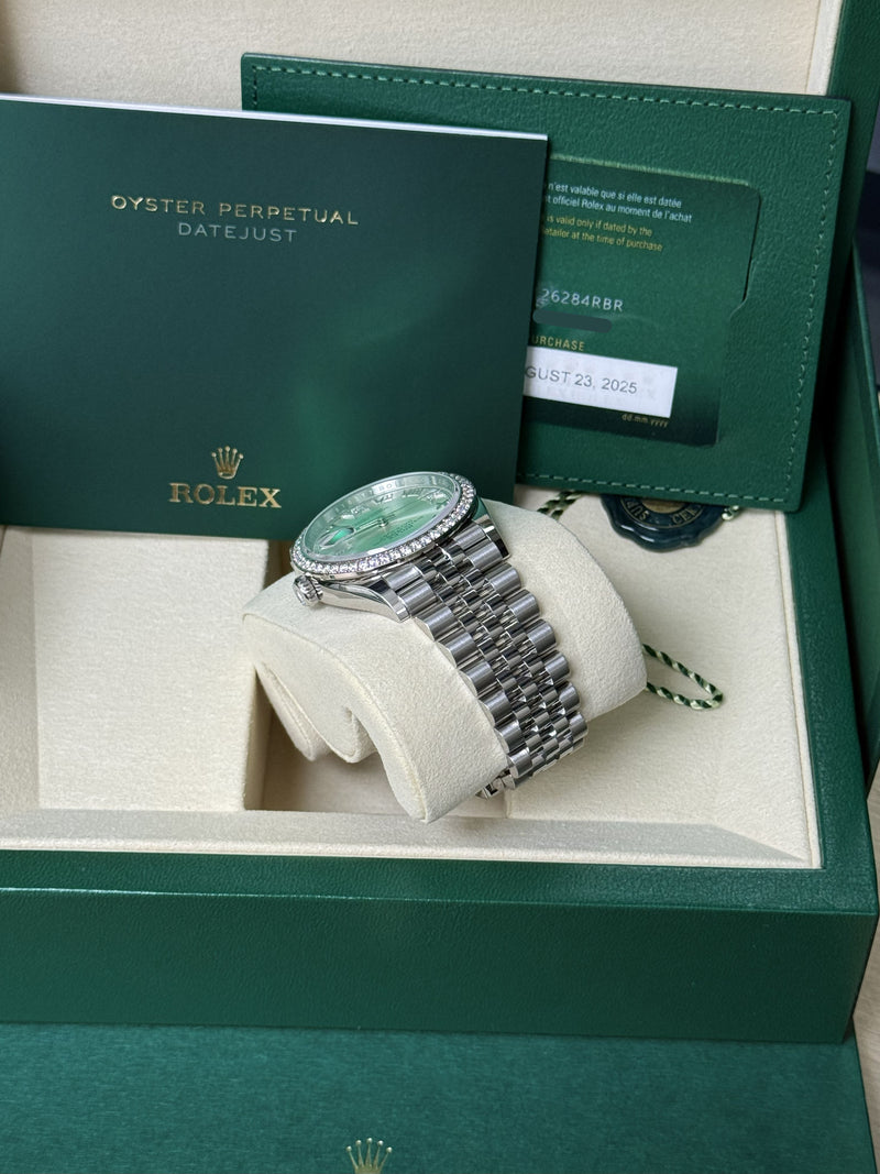 Rolex Datejust 36mm Silver Diamond Dial Bezel Steel Gold Jubilee Watch 126284RBR