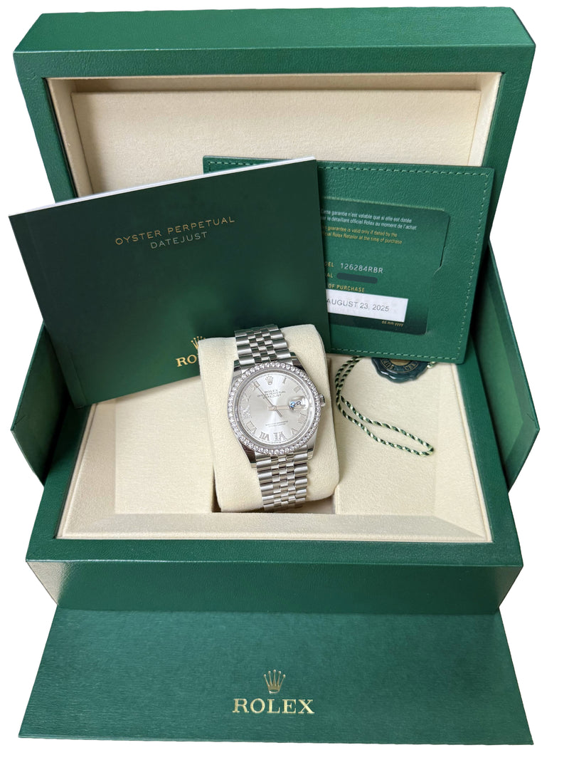 Rolex Datejust 36mm Silver Diamond Dial Bezel Steel Gold Jubilee Watch 126284RBR