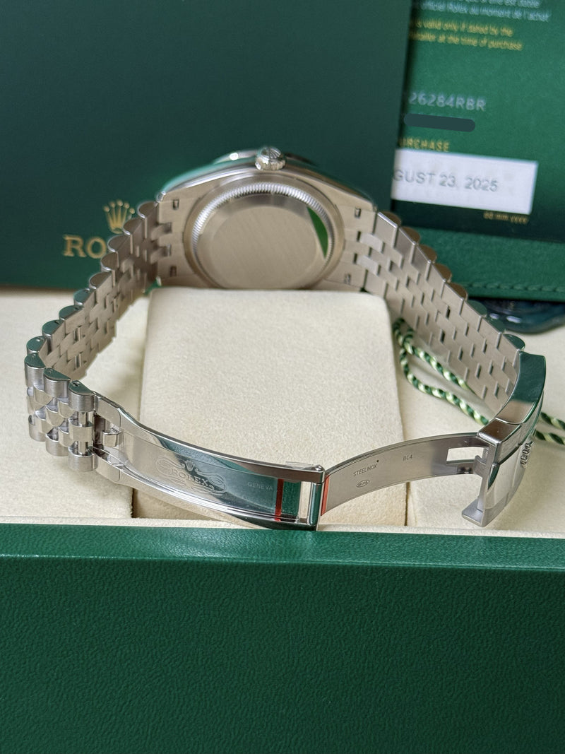 Rolex Datejust 36mm Silver Diamond Dial Bezel Steel Gold Jubilee Watch 126284RBR