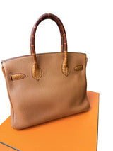 Hermes Birkin Touch 30 Gold Matte Alligator / Togo Limited Edition Palladium Bag