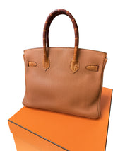 Hermes Birkin Touch 30 Gold Matte Alligator / Togo Limited Edition Palladium Bag