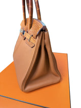 Hermes Birkin Touch 30 Gold Matte Alligator / Togo Limited Edition Palladium Bag