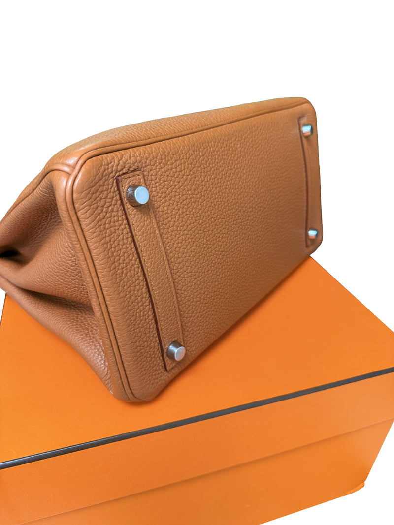 Hermes Birkin Touch 30 Gold Matte Alligator / Togo Limited Edition Palladium Bag