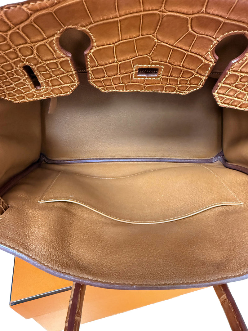 Hermes Birkin Touch 30 Gold Matte Alligator / Togo Limited Edition Palladium Bag