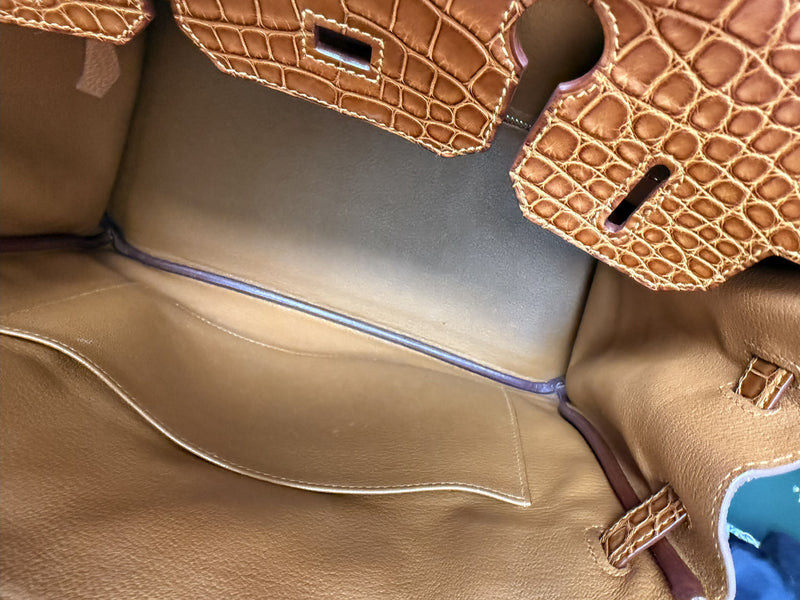 Hermes Birkin Touch 30 Gold Matte Alligator / Togo Limited Edition Palladium Bag