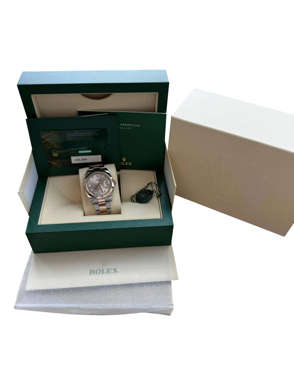 Rolex Datejust 41 Sundust Pink Diamond Dial Rose Gold Smooth Bezel Watch 126301