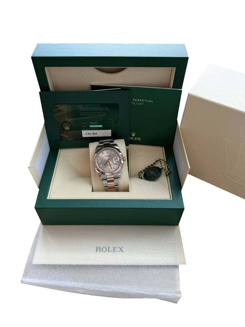 Rolex Datejust 41 Sundust Pink Diamond Dial Rose Gold Smooth Bezel Watch 126301